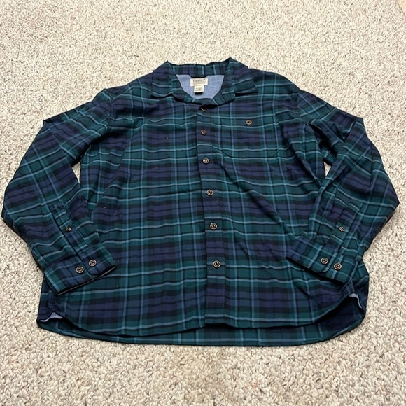 LL Bean Beanflex All Season Flannel Shirt Traditional Fit Men's Size L Plaid - Picture 1 of 7